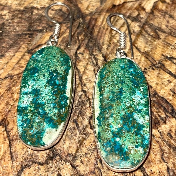 Chrysocolla Earrings 2” - Picture 1 of 8